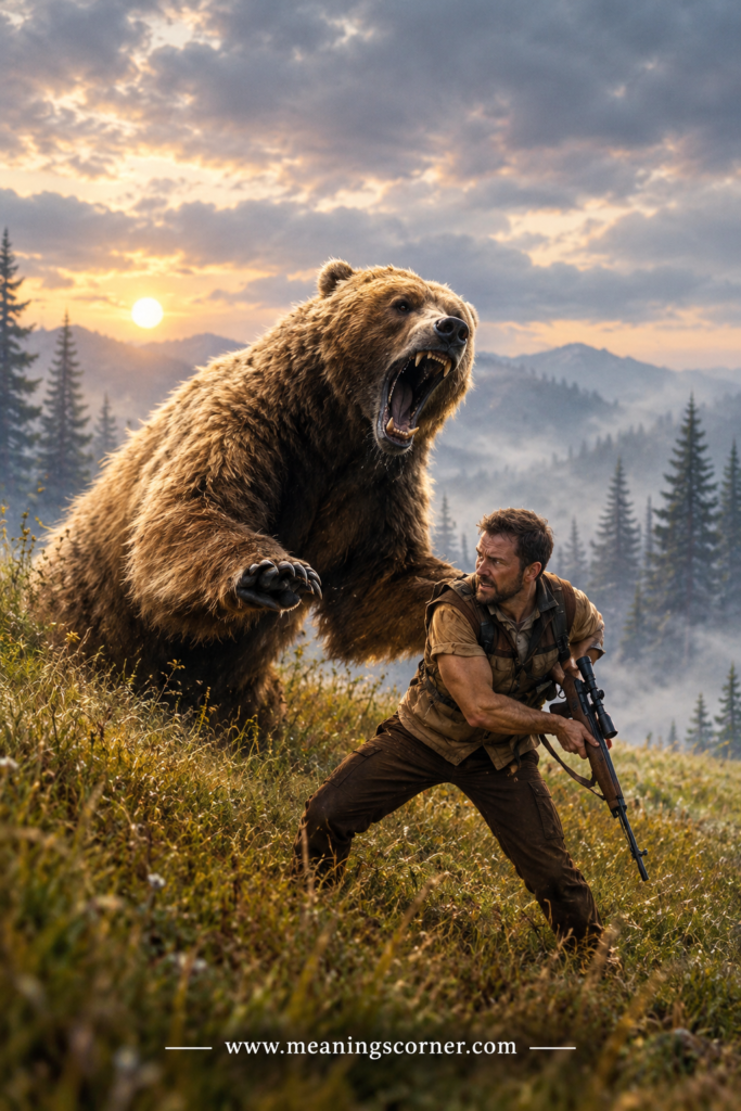 What does it mean to dream of being angry at the bear due to the attack?